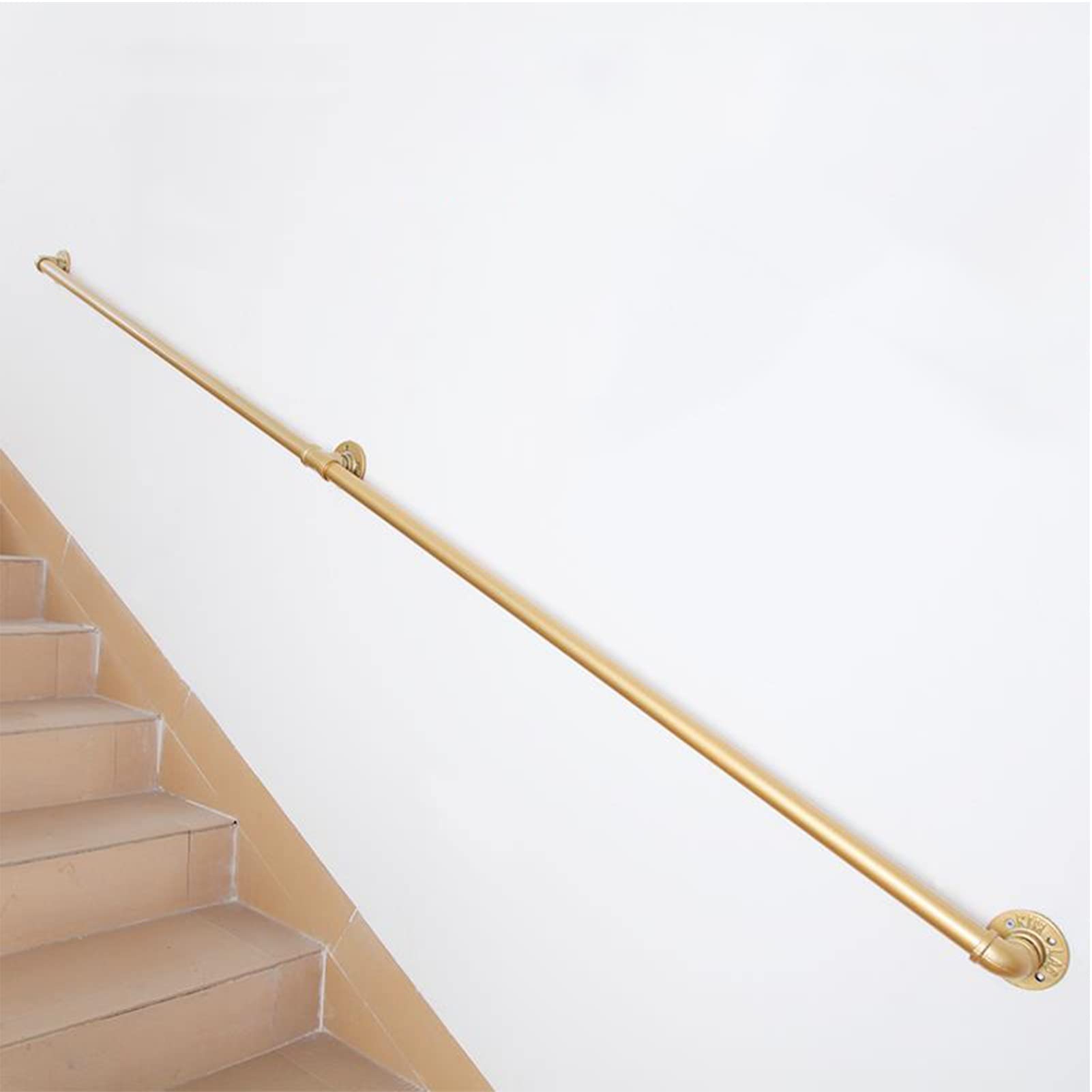 IBOWZ Corrimano per Scale Interne Esterne Ringhiera per corrimano per Scale da 1 Piedi a 20 Piedi,corrimano in Metallo per gradini per Interni ed Esterni,Scale Antiscivolo in Ferro battuto dorat