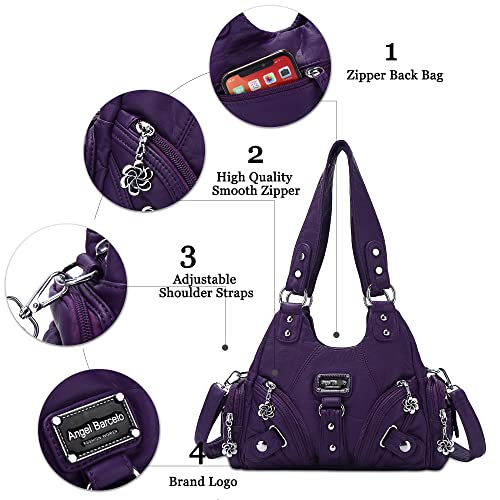 Image of Angel Kiss Purses for Women Small Hobo Shoulder Bags Vagen Leather Multi-Pocket Tote Bag with Zipper