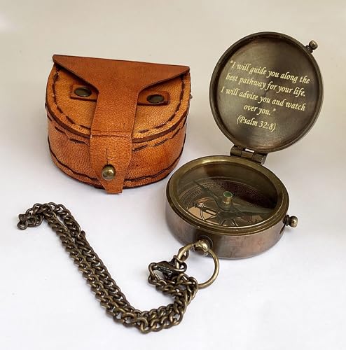 Brújula de latón personalizada con estuche de cuero miniatura 2