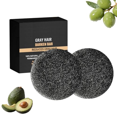 Flomitta 2-Pack Gray Hair Reverse Bar Black Soap for Beard & Hair Darkening and Deep Cleaning...