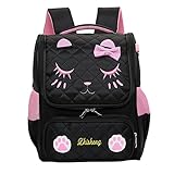 Fanci Cute Cat Face Bowknot Elementary School Backpack Bookbag for Girls Princess Style Primary School Bag