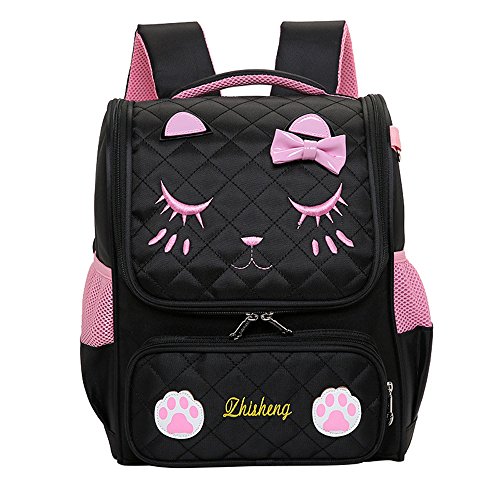 Fanci Cute Cat Face Bowknot Elementary School Backpack Bookbag for Girls Princess Style Primary School Bag