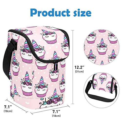 Bolsa de almuerzo con cremallera reforzada y estampado rosa de unicornio 4