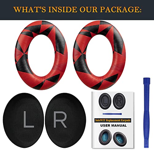 Image of SOULWIT Earpads Replacement for Bose QuietComfort 45 (QC45) /QuietComfort SE (QC SE) /New Quiet Comfort Wireless Over-Ear Headphones, Ear Pads Cushions with Softer Protein Leather - Red Storm