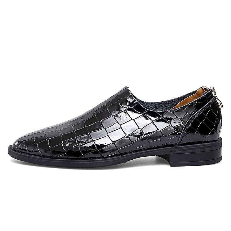 Dress Oxford for Men Slip On Round Toe PU Leather Block Pattern with Zipper Rubber Sole Anti-Slip Low Top Non Slip Resistant Outdoor2