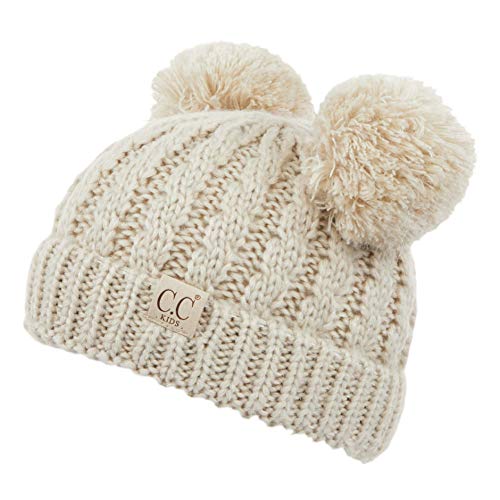 Image of C.C Exclusives Children Kid Double Pompom Knitted Beanie for Kids Ages 2-5 (KID-23)(KID-24)(KIDS-2055)