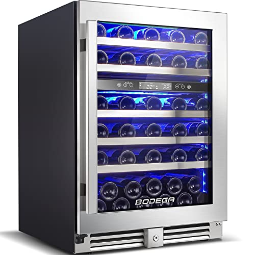 BODEGA 24 Inch Wine Cooler,56 Bottle Wine Refrigerator Dual Zone, Built