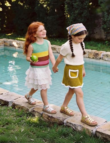 Image of QIY Toddler Girl Sandals Little Kids Summer Dress Shoes Open Toe Flats Princess Sandals for School Beach Party