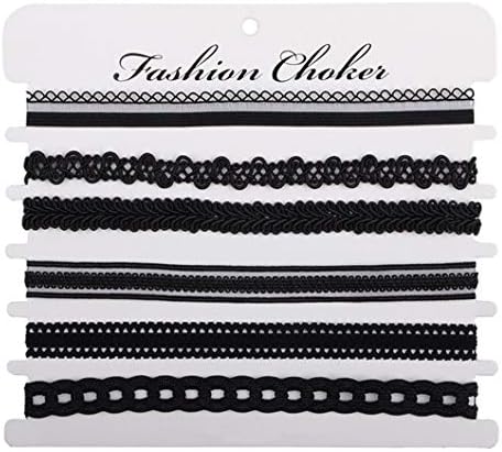 Yevison 6 Pieces Ladies Black Henna Choker Set Tattoo Lace Velvet Wrap Choker Necklace Durable and Useful