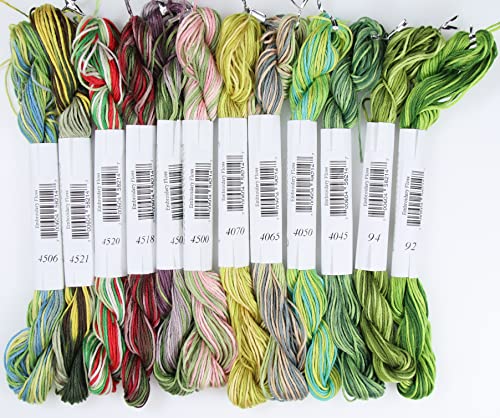 Image of KCS Big skeins of 25 Meters Size 25 Color Variegated Cross Stitch Stranded Threads,12 skeins,06