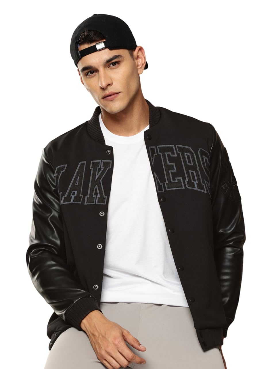 shop the arena Los Angeles Lakers Black Varsity Jacket-picture-35