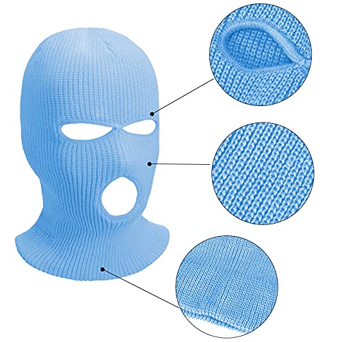 3 Pieces 3 Hole Ski Mask Knitted Full Face Cover Adult Balaclava Knit Ski Face Cover Thermal Knitted Head Wrap For Men Women(Light Purple, Light Blue, Rose Red) #TOP2