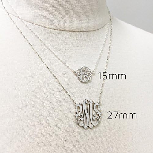 Miniatura 4 de Collar de plata fina con monograma único inicial.