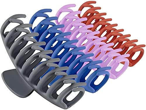 TOCESS Big Hair Claw Clips for Women Large Claw Clip for Thin Thick Curly Hair 90's Strong Hold 4.33 Inch Nonslip Matte Hair Clips (4 Pcs)