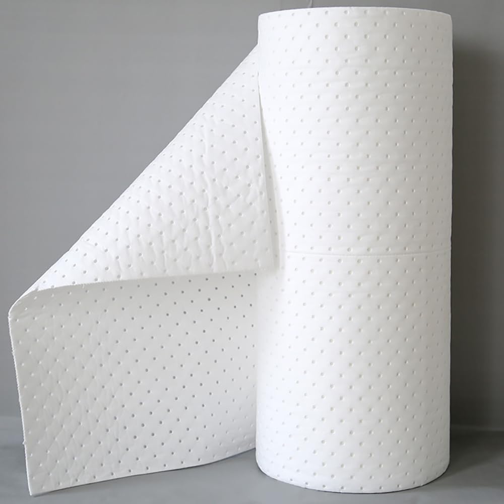 Rouleau Tapis Absorbant pour égouttement Huile (Huile/Carburant Uniquement) pour Déversements, Cuisine sous-Sol Entrepôt Usine Atelier Labo Industrie(Size:0.4 * 50m/1-Roll)