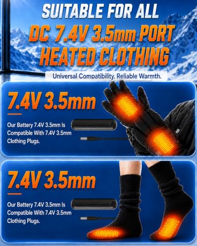 Image of 2 PCS 3000 mAh Battery Pack for Heated Gloves Socks Slippers Hat Scarves