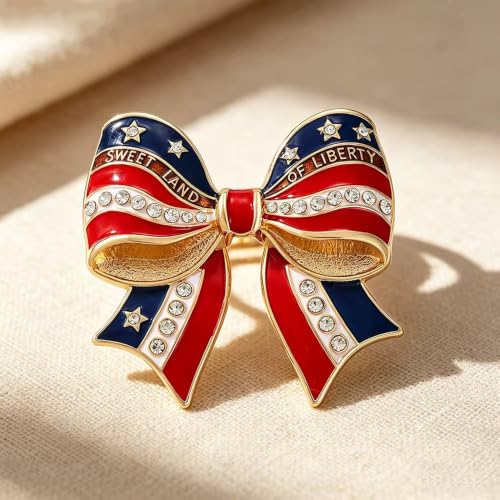 Image of YOQUCOL USA Flag Womens Brooch Pin American Patriotic Enamel Brooches for Women Dress Accessories