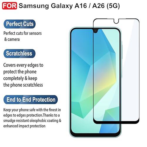 Image of CEDO Tempered Glass for Samsung Galaxy A16 / A26 / M36 / F36 | Screen Protector Full HD Quality Tempered Glass Anti-Scratch Edge to Edge Coverage with Easy Installation Kit (Black)