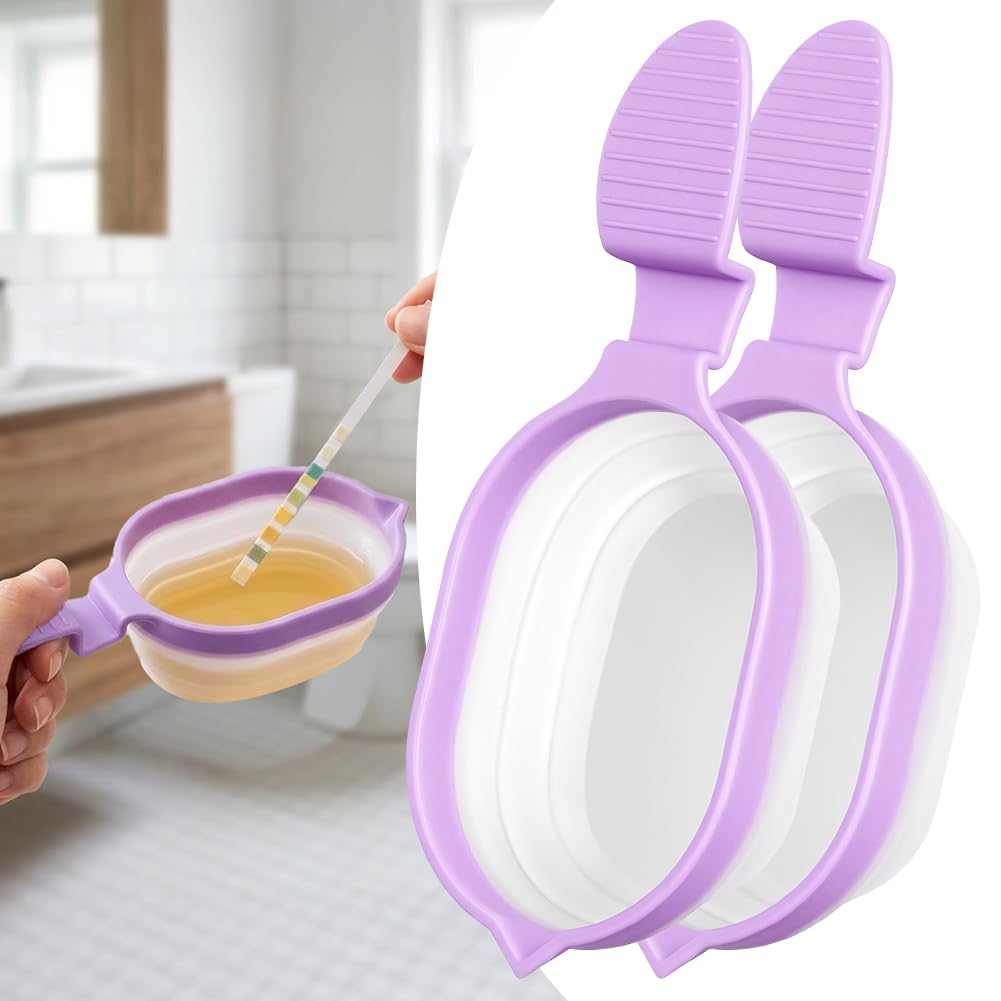 Gobelets à Urine Pliables, 2 Pièces Réutilisables Tasse en Urinoir Femme Portable Outils de prélèvement d'urine pour la Collecte d’Urine Féminine pour Enceintes Domicile Hôpital (Violet)
