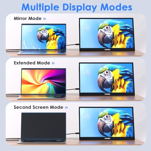 Image of Portable Monitor, 15.6 inch FHD 1080P IPS Screen with Low Blue Light, Dual Speakers & 3.5mm Audio Jack, Adjustable Stand, USB-C /HDMI Compatibility for Laptop, PC, Phone, Gaming Console