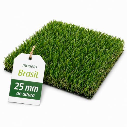 Flonatur Césped Artificial Premium 25mm, Rollo de 2x10 Metros, Modelo Brasil, 13.650 Puntadas, 5.900Dtex. Máximo Realismo, Alta Densidad, Ideal para Exteriores, Piscinas, Terrazas y Jardín