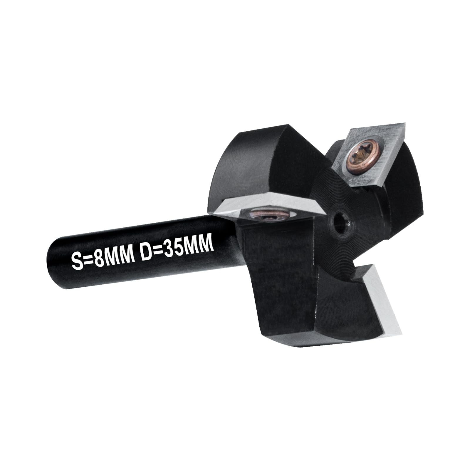 Fraise à Surfacer Tige 8mm Défonceuse, Fraise de Rabotage avec Diamètre de Coupe de 35mm, Fraise a Raboter cmt avec 3 Lames, Fraise CNC pour bois réversible