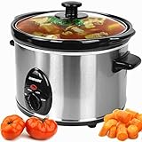 Syntrox Germany Slow Cooker Schongarer 2,5 Liter mit Warmhaltefunktion, Glasdeckel und robuster Keramikschüssel – 160 Watt