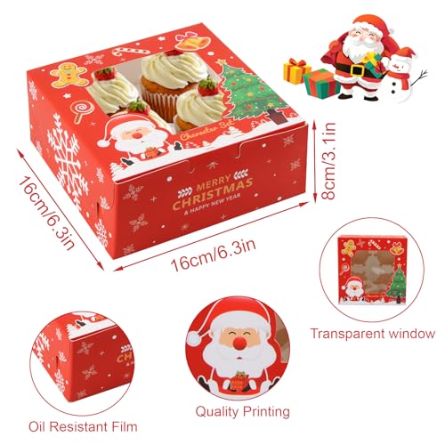SilverChry 12 Pieces Christmas Cupcake Box, Cupcake Box, Biscuit Boxes, Cake Transport Boxes, Muffin Boxes - Image 2