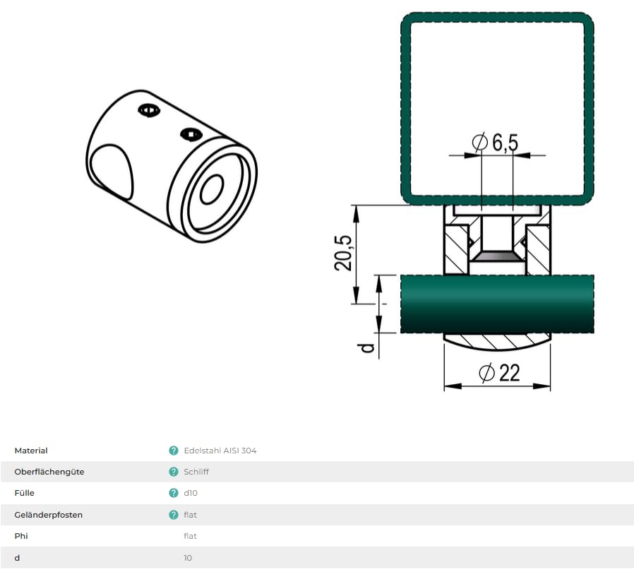 Edelstahl Stabverbinder Mit Gelenk – Für 12 Mm Rohre, V2A Geschliffen, 60 Mm Lang, Für Geländer & Balkone