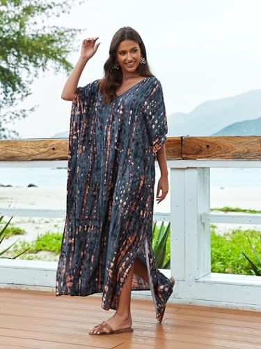 Image of Kaftan Dresses for Women Plus Size Bathing Suit Cover up Caftan Maxi Beach Dresses