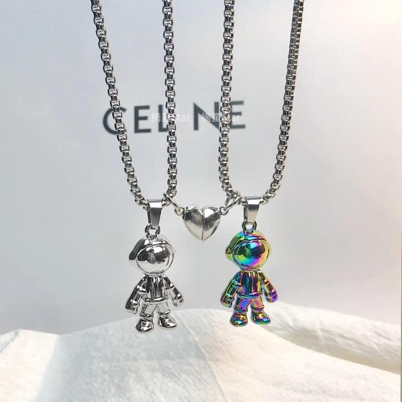 Miniatura 5 de ZZ ZINFANDEL 2 collares magnéticos de atracción mutua para parejas atracción mutua collar de astronauta a juego para él y ella regalos de joyería de