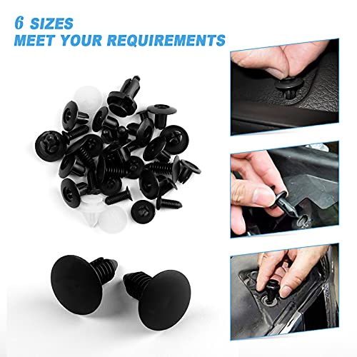 JatilEr 100 Stück Befestigungsclips Auto Clips Set, 6 Arten Türverkleidung Clips Nylon Stoßstange Spreiznieten Karosserie Clips Kunststoffniete Befestigungssatz Clips für Auto