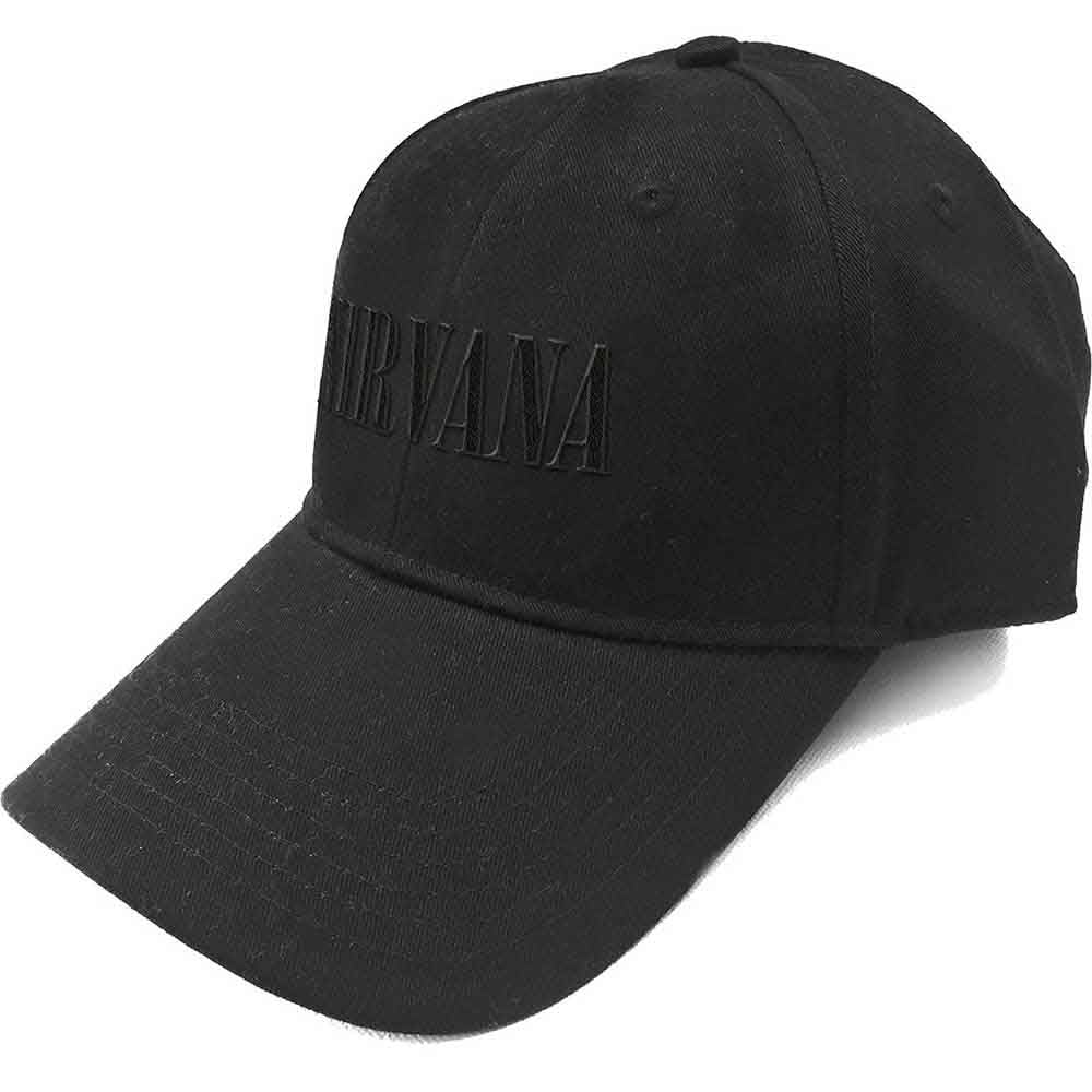 Nirvana Men's Black Baseball Cap Text Band Logo Official Strapback One Size