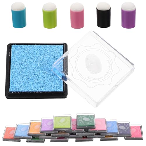 UPKOCH Juego de Sellos de Esponja para Pintar Dedos 5 Colores Mixtos con Almohadilla de Tinta de 20 Colores Fundas para Dedos DIY para Pintura Infantil Herramientas Portátiles para