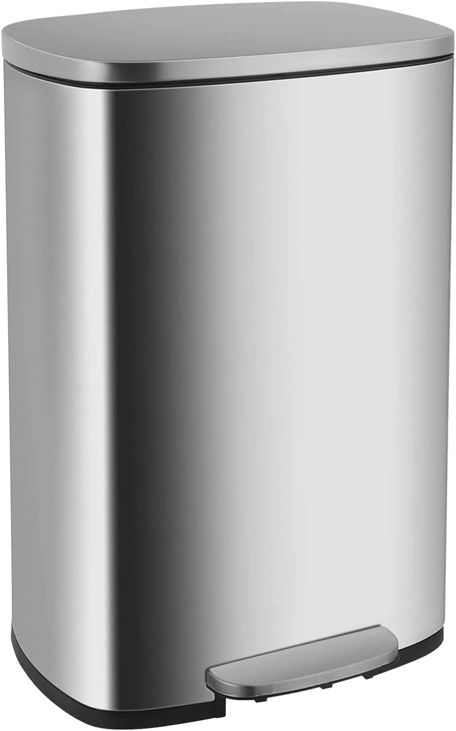 13 Gallon/50 L Garbage Can Kitchen Trash Can with Lid for Office Bedroom Bathroom Step Trash Bin Fingerprint-Proof Brushed Stainless Steel 13 Gallon / 50 Liter