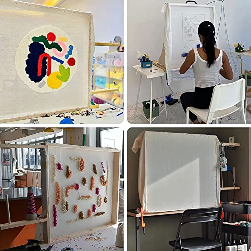 Jiawu Tufting Frame for Rug Making, Rug Tufting Frame for Rug Gun, Wooden Tufting Frame Rug Making Supplies, DIY Craft Making Table Stand Frame Carpet Tool, Easy Installation