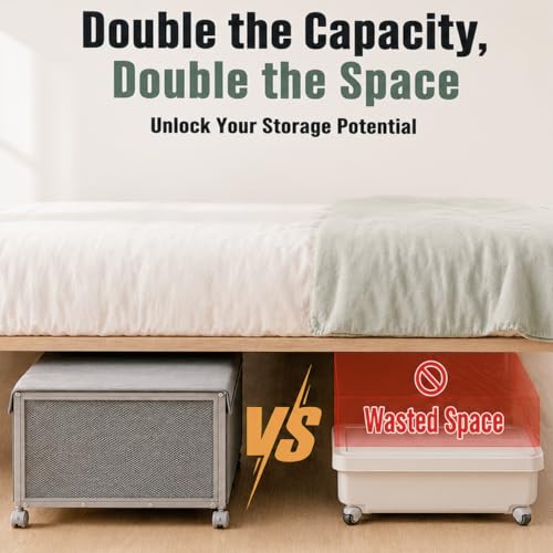 Image of Fokyfok 2Pack Under Bed Storage Containers,12 inch Height,31 inch Long