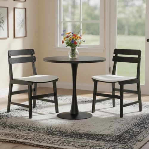 chairus Chaise de Salle à Manger Scandinave Lot de 2 en Bois Chaises Rétro avec Dossier, Chaise de Cuisine Confortable Rembourrée pour Salle à...