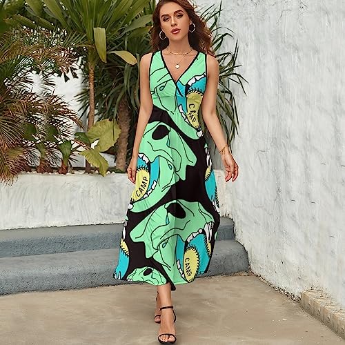 Robe à volants col en V ample et légère pour un style rock confortable en XL - 4