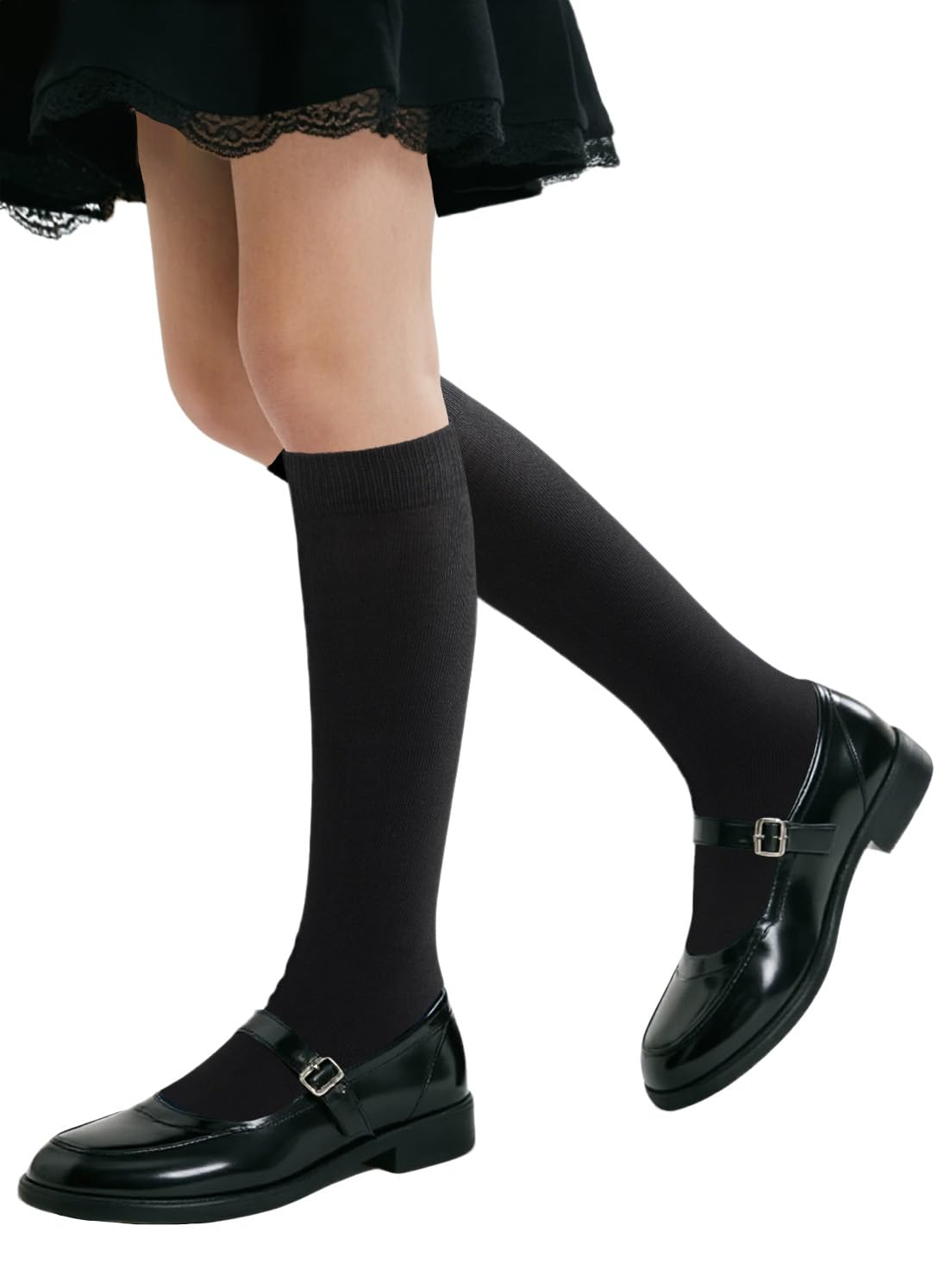 COTTON DAY Kids Girls Unisex School Knee High Socks Black White Navy 3 Pack