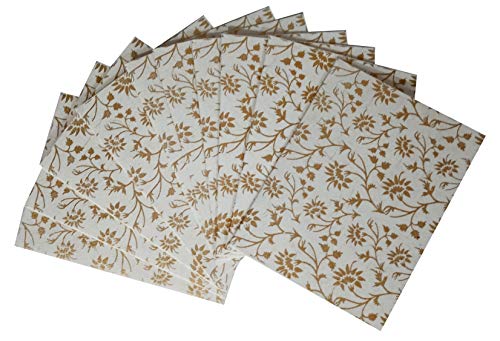 Purpledip Paper Card-Envelope Pack (Set of 10) 'White Flowers': Handmade Organic Paper Cards 4 * 3 inches for Personalized Greetings (11454B)