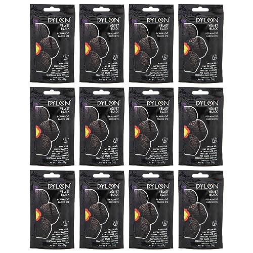 Dylon Pk Permanent Fabric Dye 1.75oz-Velvet Black, Multipack of 12, 12 Pack