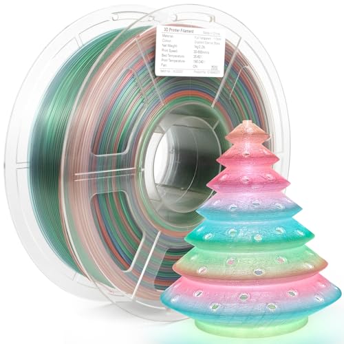 Image of iSANMATE PLA Transparent Glitter Filament 1.75 mm, Transparent Gradient Rainbow Colour Gradient Filament, 3D Printer Flash Point PLA 1 kg Spool, Dimensional Accuracy + /- 0.03 mm