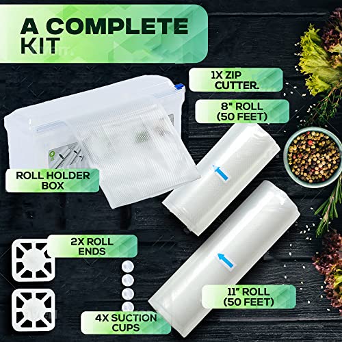Airlock Vacuum Sealer Bag Rolls - Smarter Sous Vide And Food Storage For Your Home, Kitchen And Freezer - Complete Kit With One Large And One Small Roll, Zip Cutter And Roll Holder #TOP1