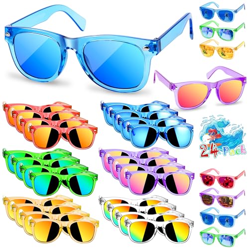 OLIKER Kids Sunglasses Bulk Party Favors 24 Pack Boys Girls Sunglasses for Kids Age 3-8 with UV 400 Protection Birthday Party Supplies