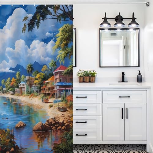 Rideaux de douche pour salle de bains imperméables 140x183cm faciles à nettoyer - 5