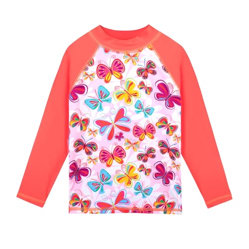 Image of Girls Two Piece Swimsuit Long Sleeve Floral Bathing Suit UPF 50+ Summer Beach Swimwear