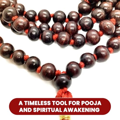 2activelife Japa Mala 108 + 1 Hand Knotted Meditation Rosary Natural Red Wood Rosewood Prayer Beads | Finger Counter for Pooja, Yoga, Original Buddhist Rosary