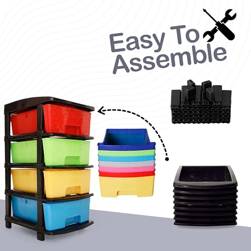 Image of Plastic Modular Drawer Storage Chest Of Drawers Organizer Storage Box, Large Stomo Racks For Multipurpose Anti-slip Shoes Organizers (Multi, 4 Layer)