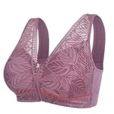 MOONBADI Sport BH starker Halt BH mit reißverschluss vorne Lila Damen BH ohne Bügel Soft BH Große Brüste Starker Halt Push Up Nahtloser Bra Push up BH extrem 115B